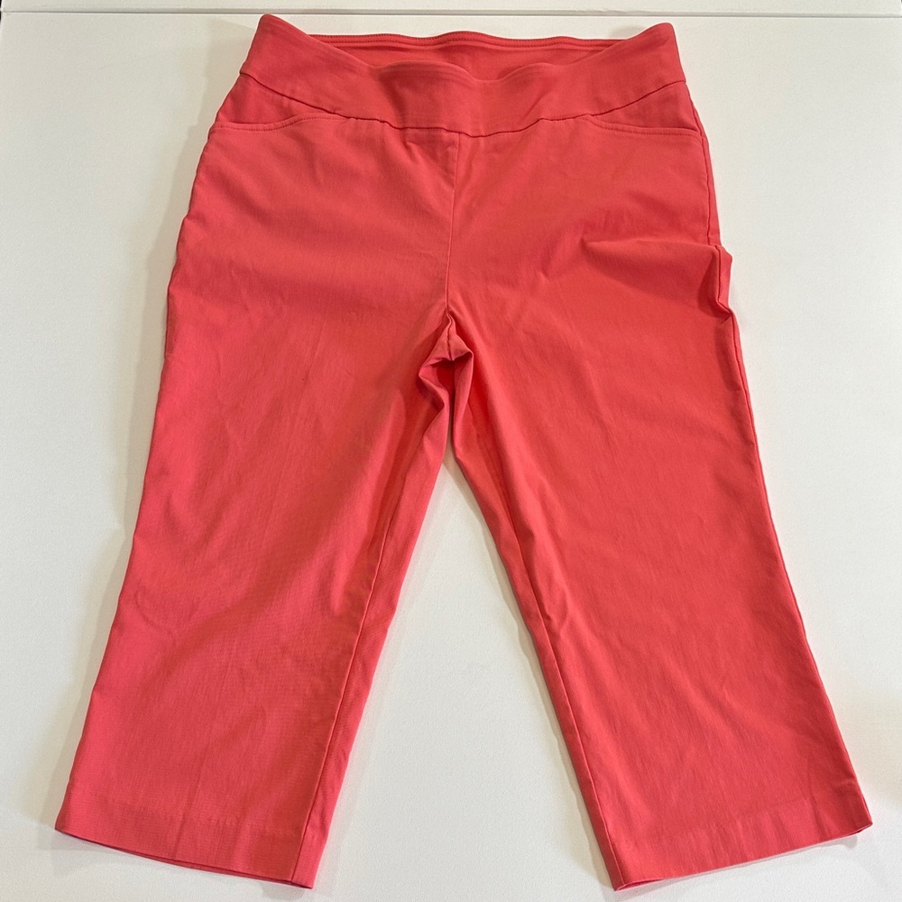 Vibrant Coral Pull-On Capri Pants Size 16
